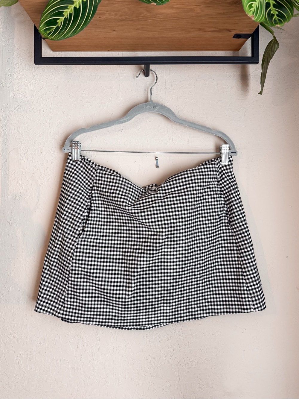 Urban Outfitters Gingham Mini Skirt XL Black & White Check High Waist Pockets